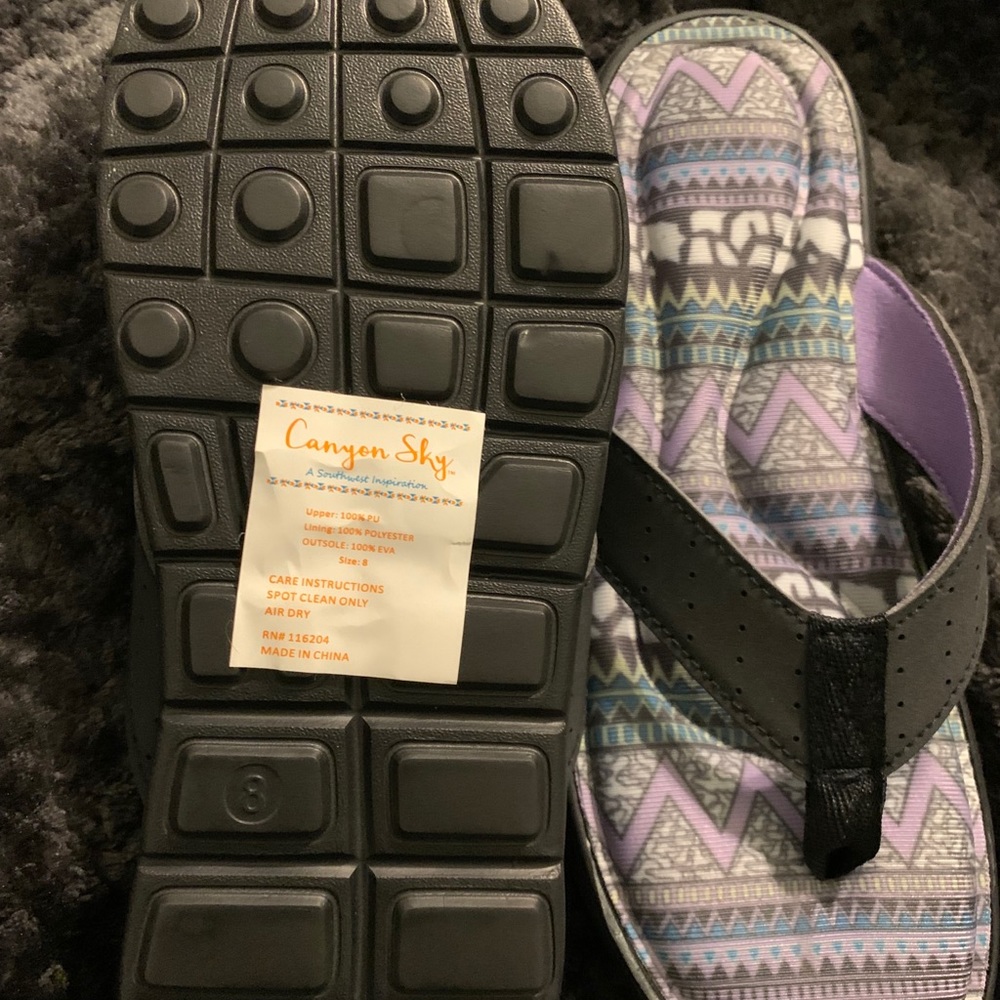 Flip flop, thong sandal adult 8 Purple & Black